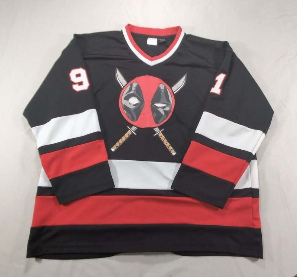 Marvel Deadpool Hockey Jersey Men's Medium #91 Black/Red